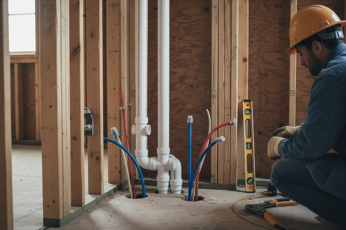 Drain and supply rough-in during Garbage Disposal Repair in Belle Mead